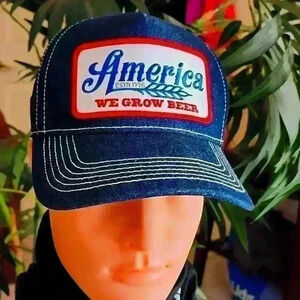 🍺America We Grow Beer SnapBack mesh Navy Blue Lid  🍻 🇺🇸